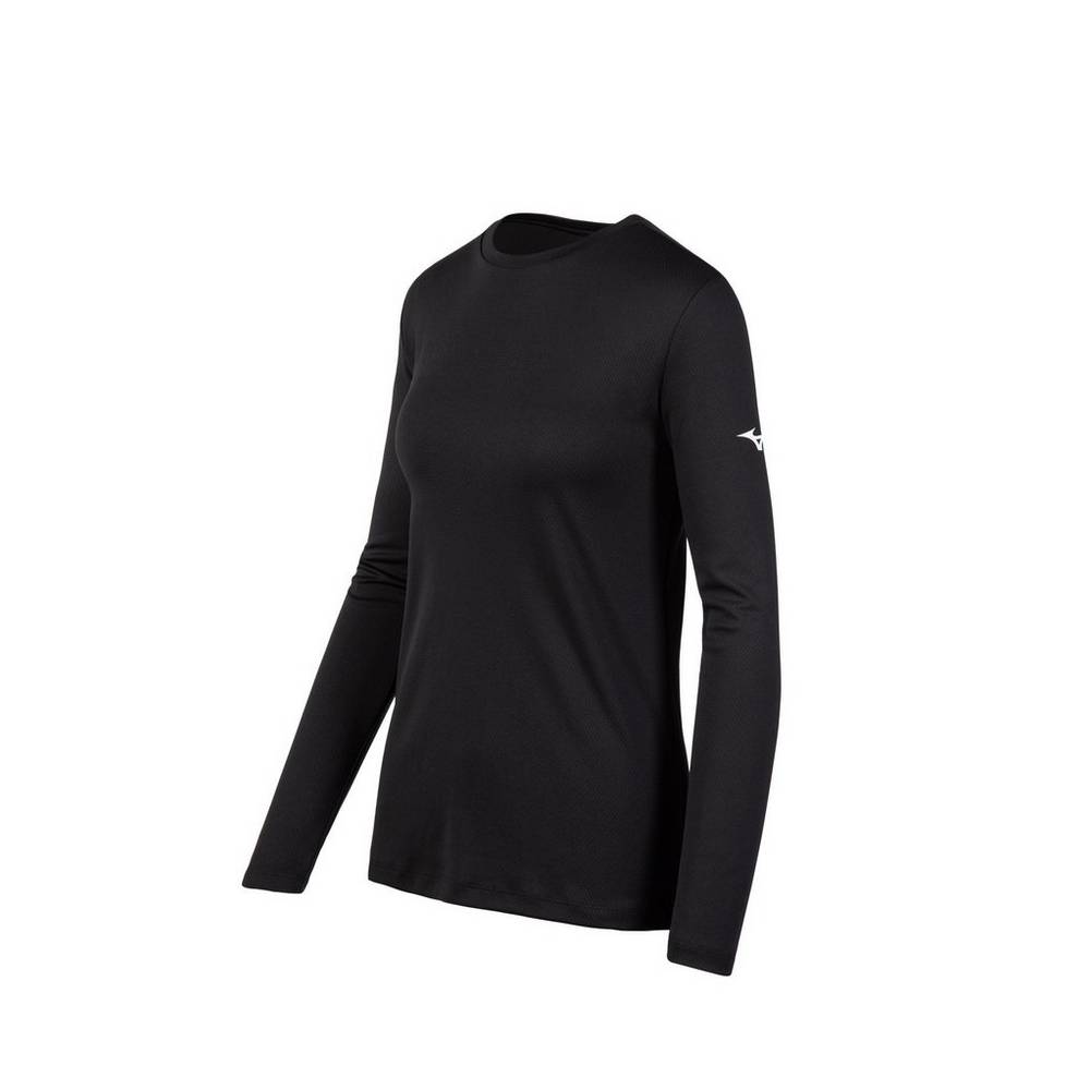 Damske Tričko Mizuno Long Sleeve Čierne Vypredaj OZTJ20194